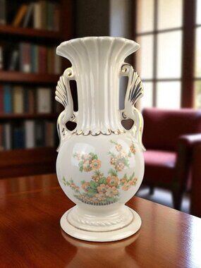 Mid Century Floral Handled Vase